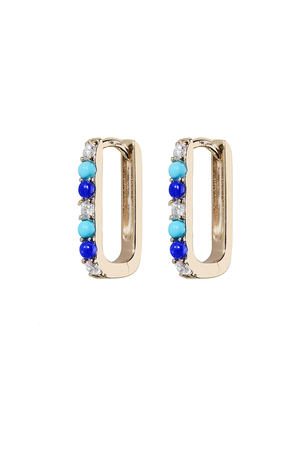 Diamond/Lapis/Turquoise Paperclip Earring Sm