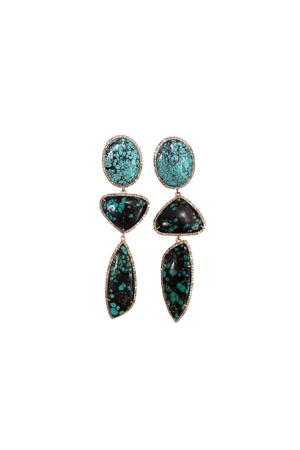 14k Turquoise Triple Drop Earrings