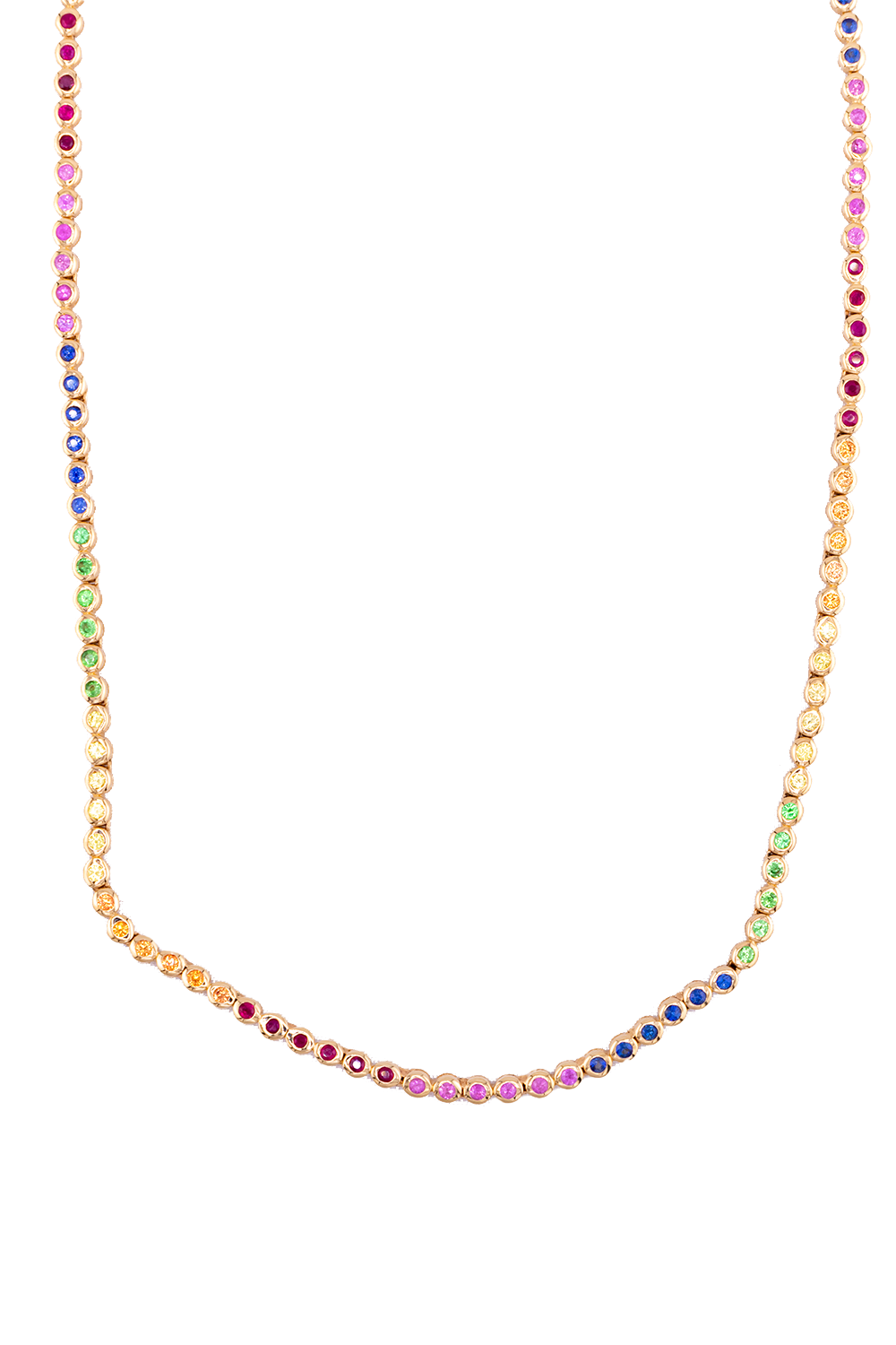 Rainbow Sapphire Bezel Tennis Necklace