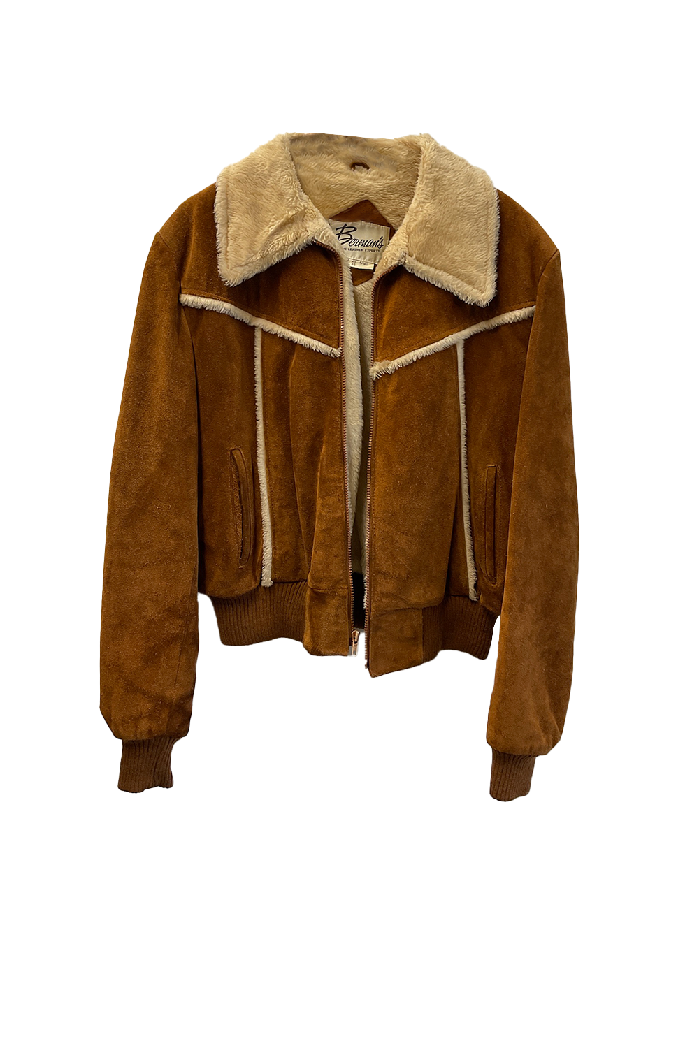 Brown Leather/Off White Fur Jacket