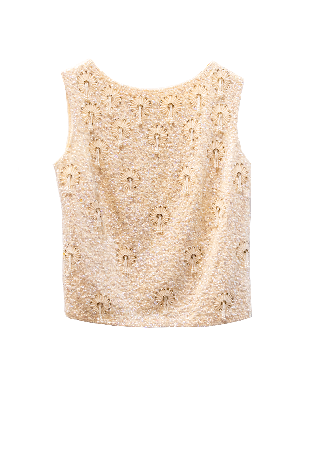 Hand Beaded Ivory Sleeveless Top