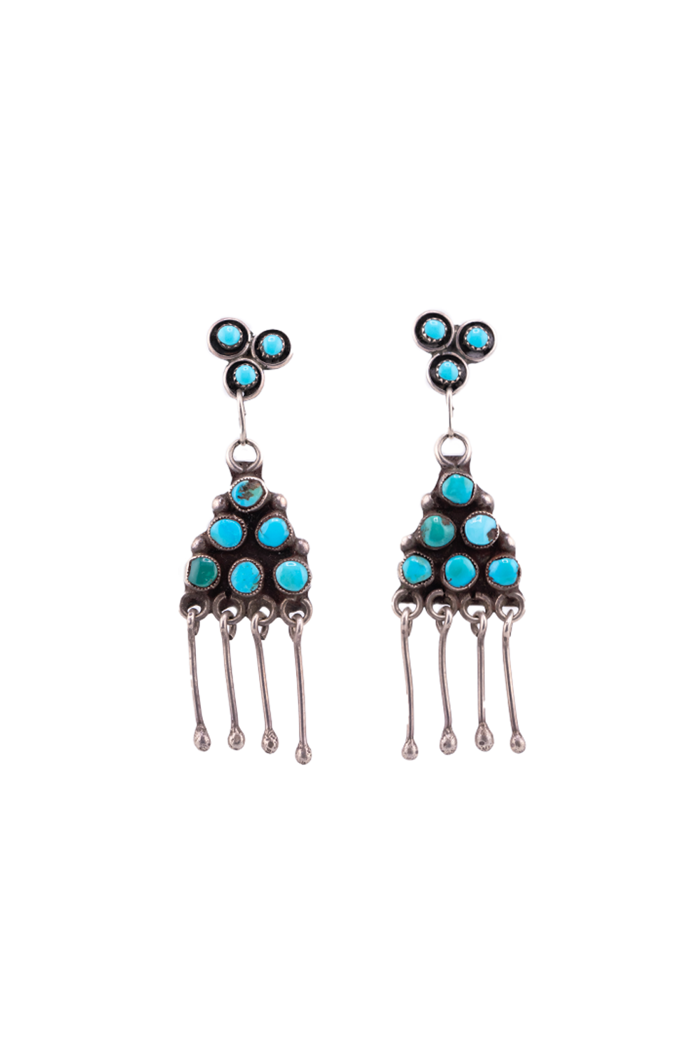 Vintage Zuni Turquoise Earrings Sterling Dangle Earrings