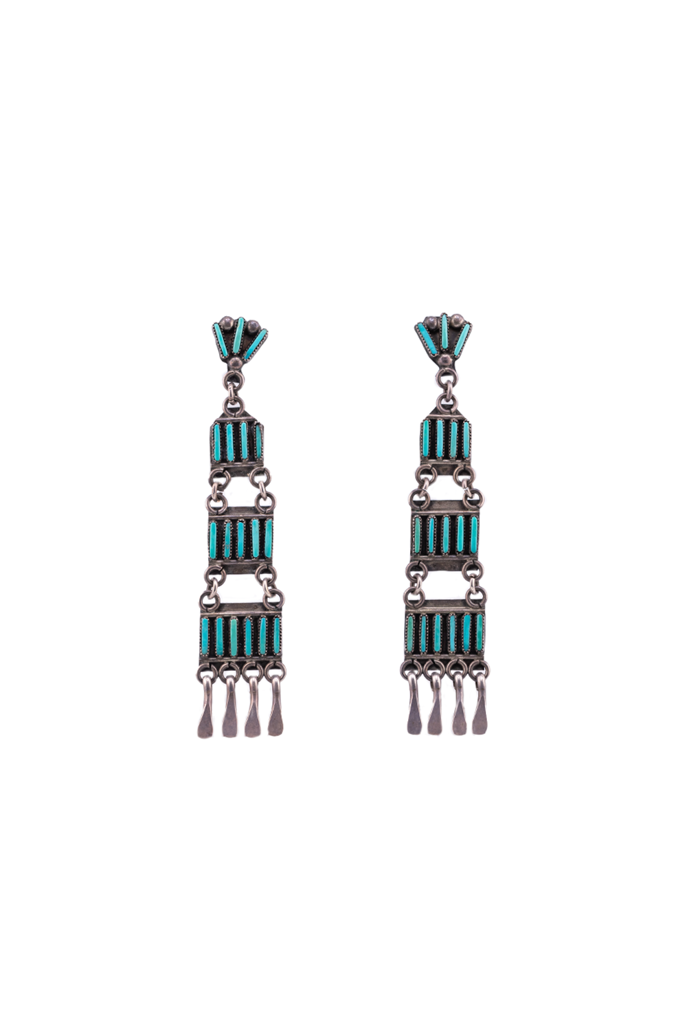 Vintage Turquoise Zuni Ladder Earrings