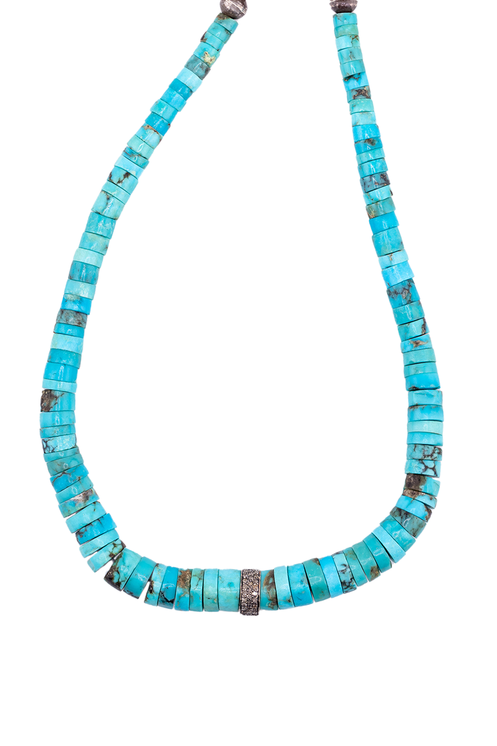 Old Pueblo Turquoise with Large Diamond Bead Necklace