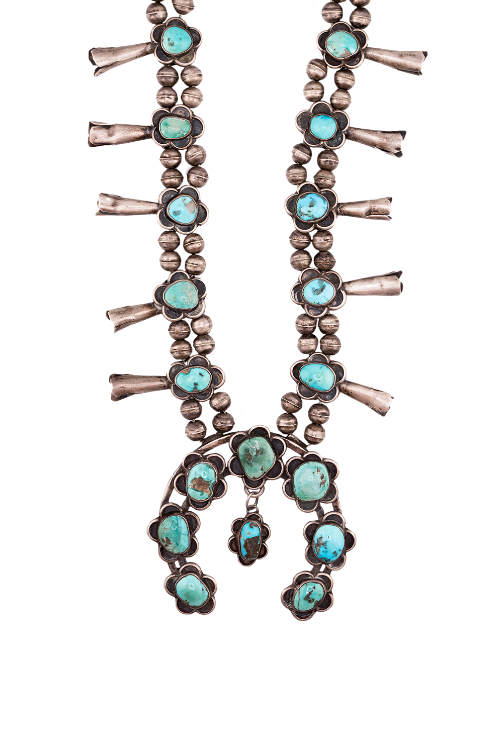 Fine Old Navajo Squash Blossom Necklace