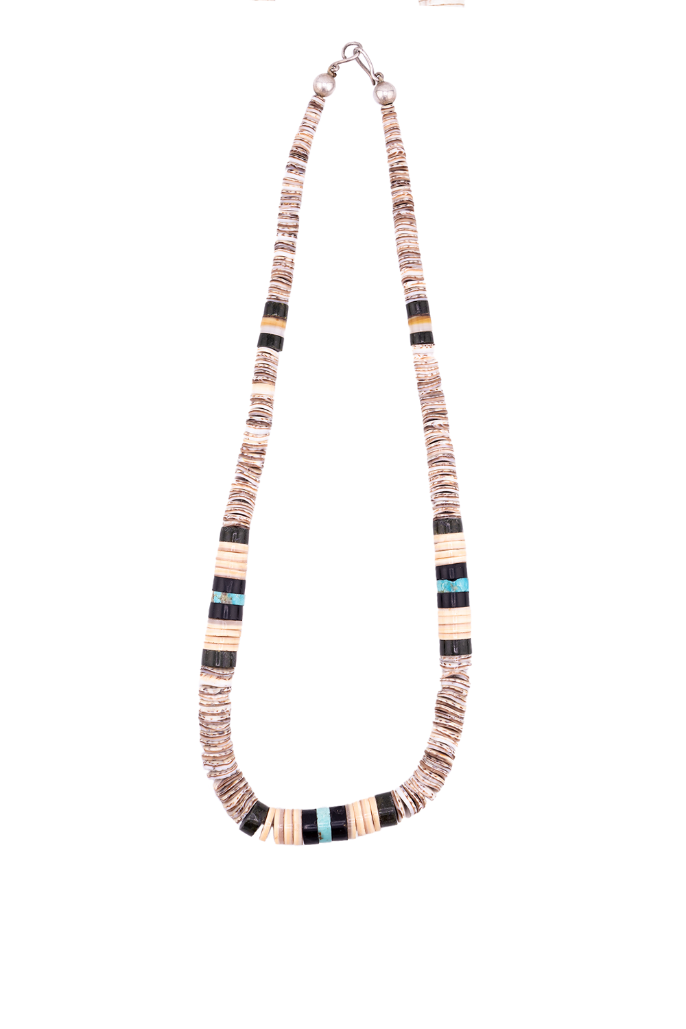 Vintage Pueblo Shell Turquoise Onyx Necklace