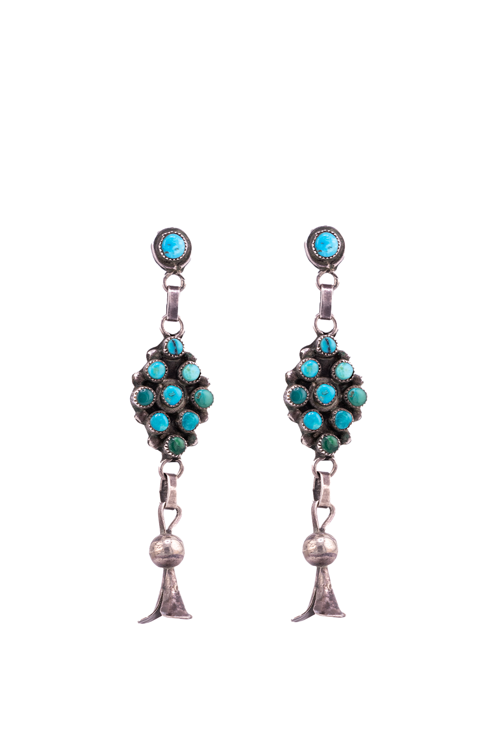 Turquoise Silver Squash Earrings