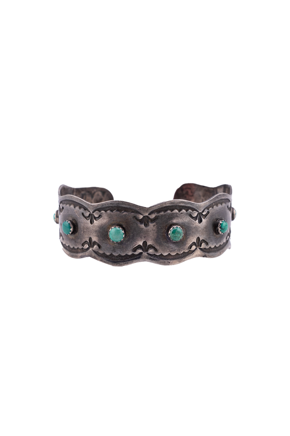Old Pawn Ignot Silver Cerillows Turquoise Bracelet