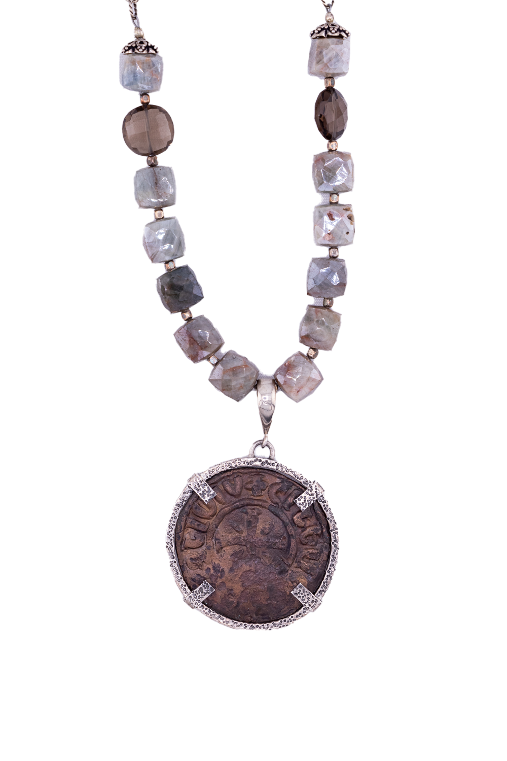 Crusades Coin Sapphire Labradorite Necklace