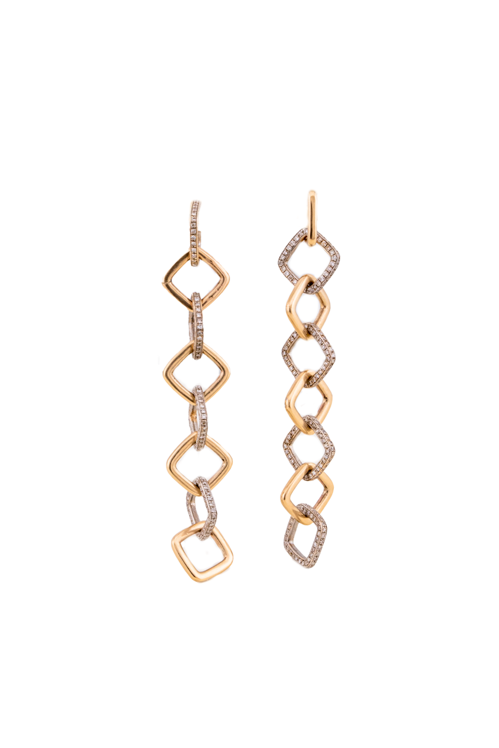 Mismatched Squares Diamond Links, Removeable Bottoms Earrings