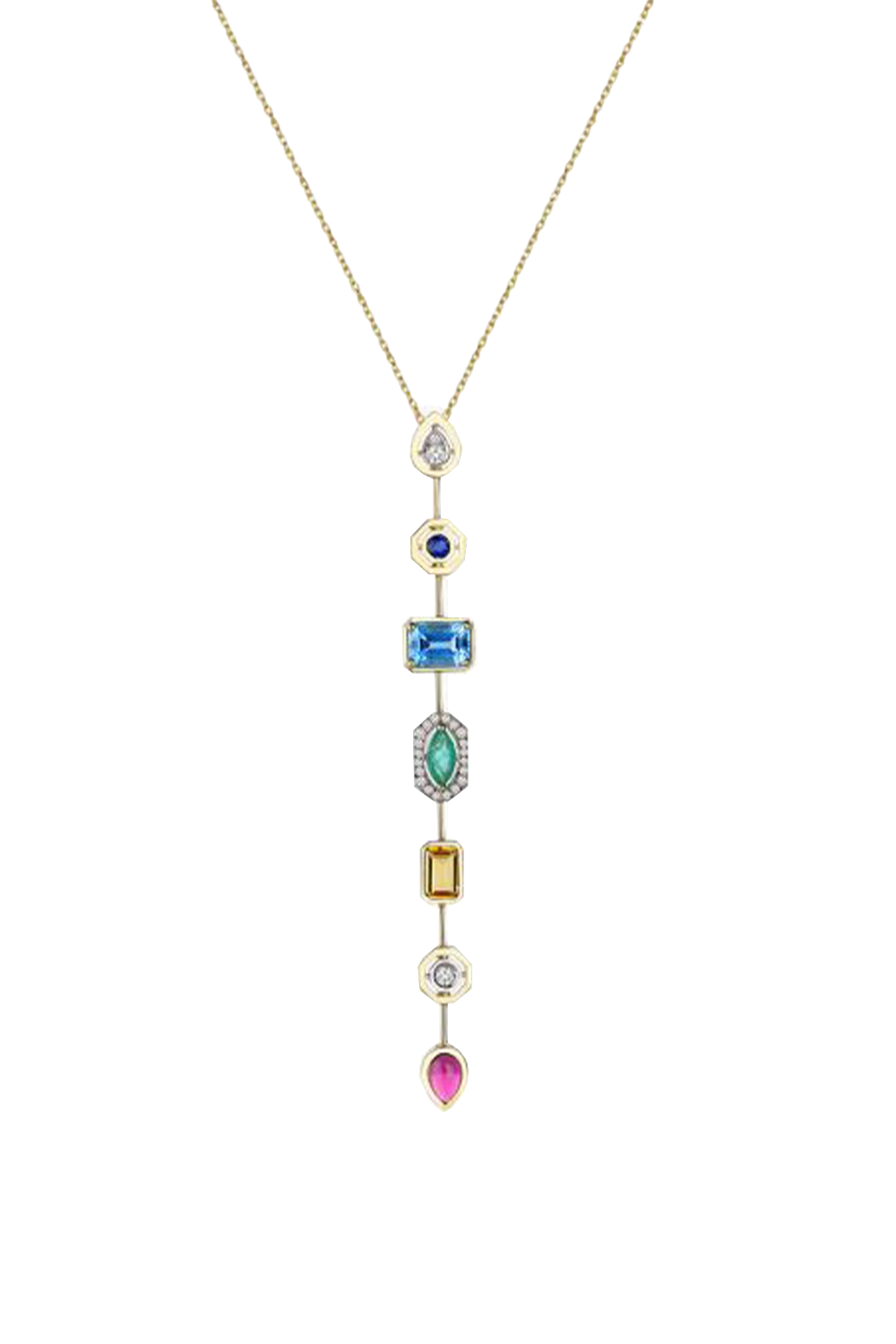 Focus Sapphire Topaz Emerald Necklace