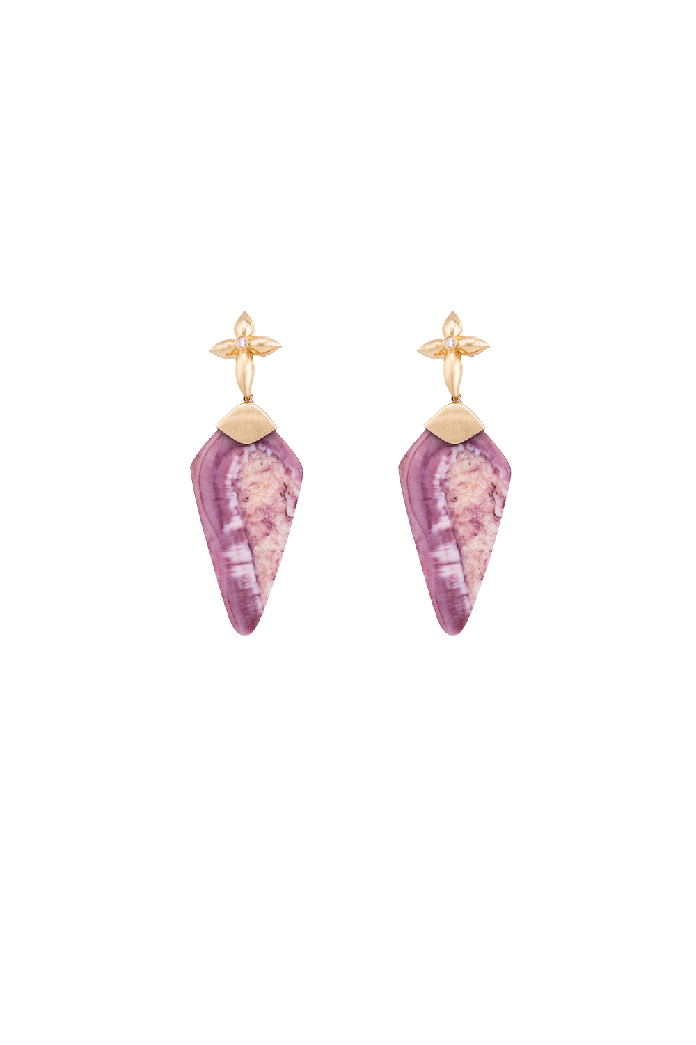 Removable Gem Tone Fossil Walrus, Petal Diamond Post Earrings