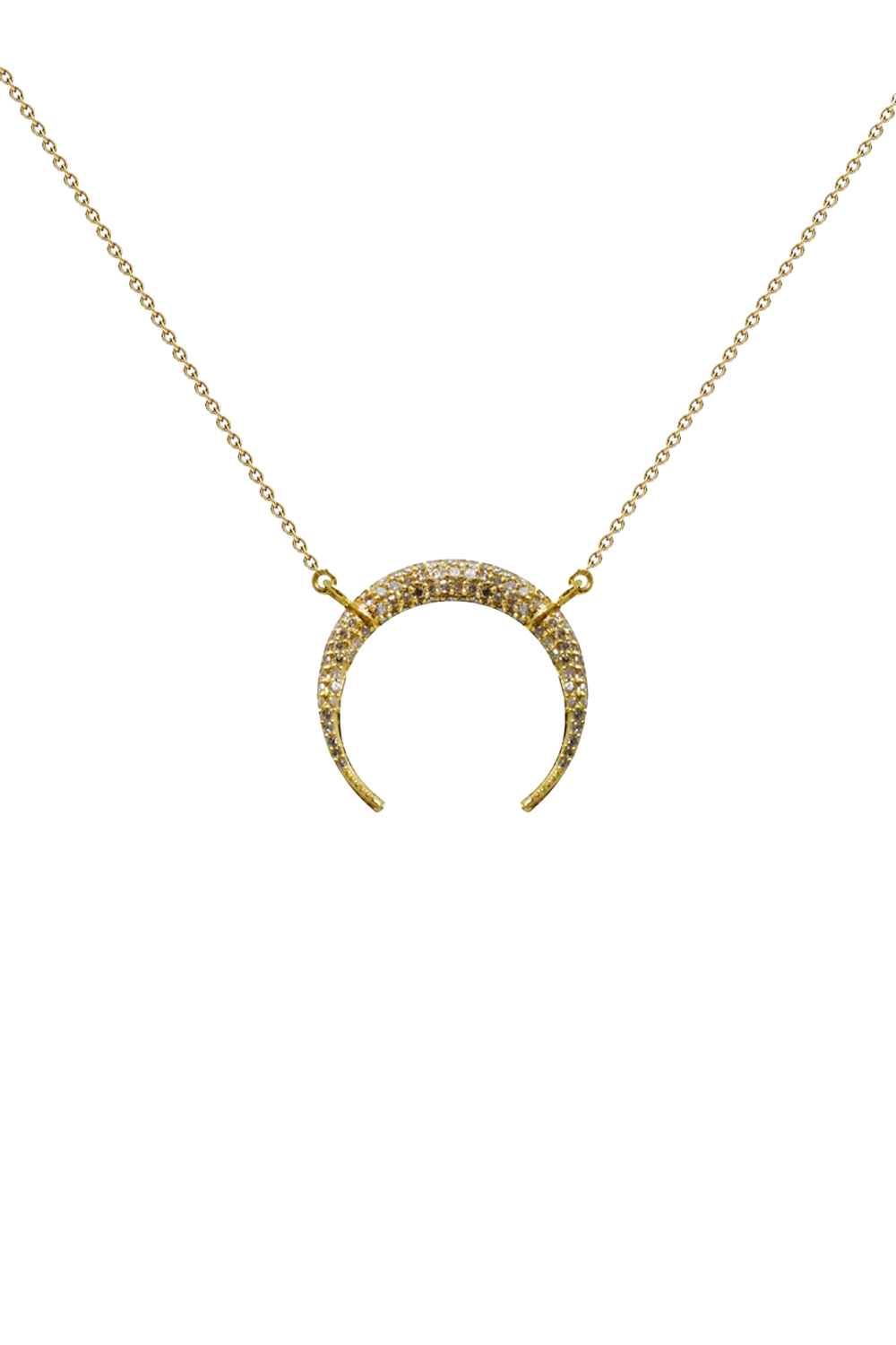 14k Pave Diamond Double Tusk Necklace