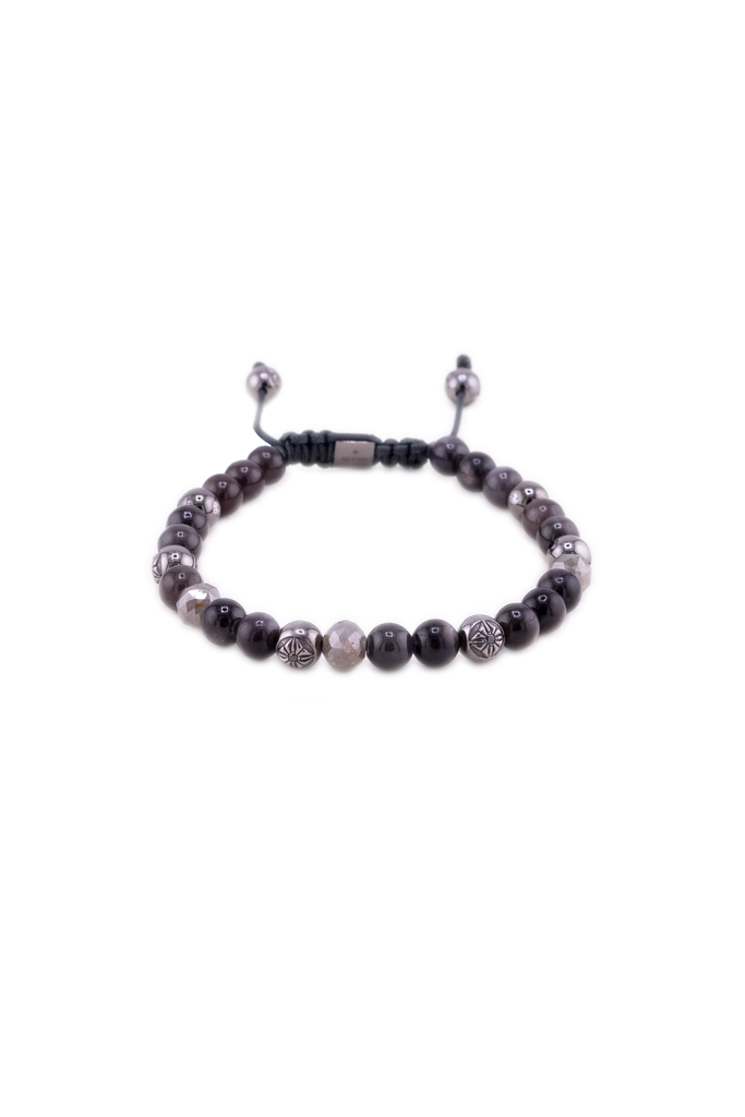 *6mm Bracelet Large Charcoal Grey