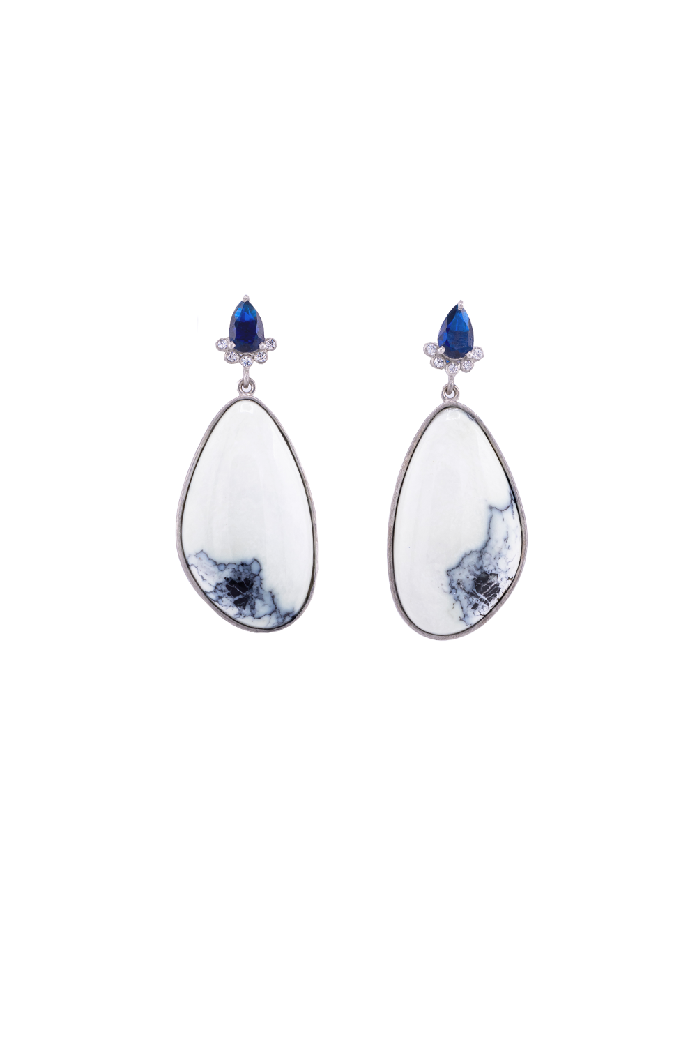 Variscite, Blue Sapphire Earrings