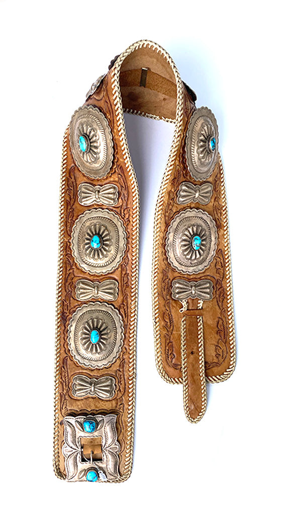 4.25" Wide Turquoise Sterling Silver Concho Belt
