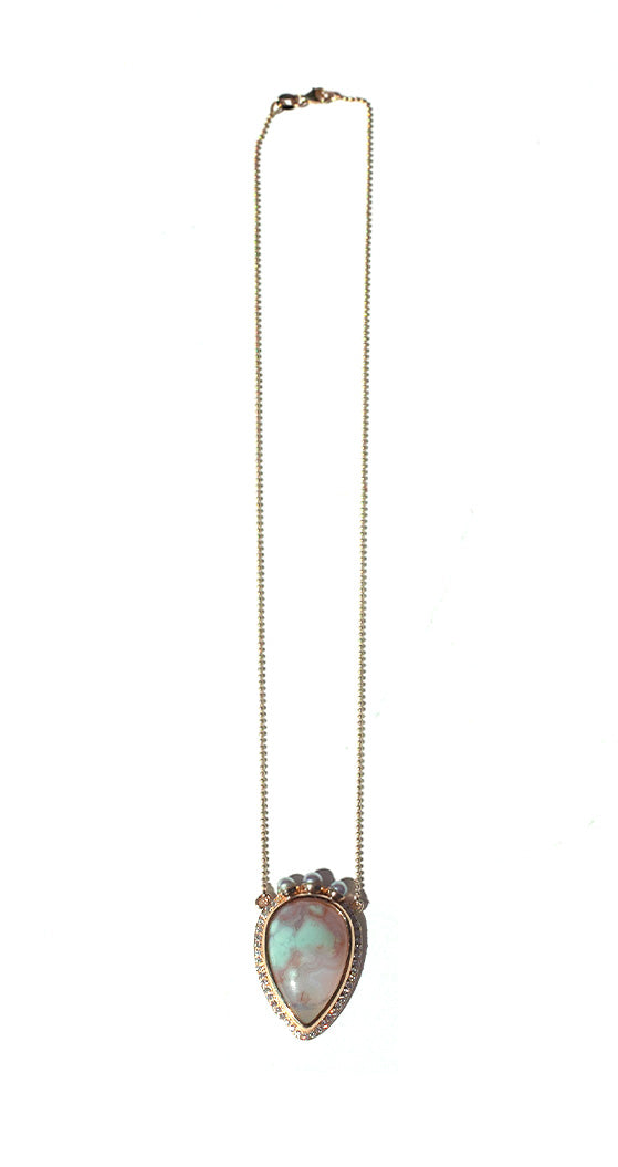 Aquaprase, Blue Salt Water Akoya Pearls, Diamonds, 18Inch Bead Chain Necklace
