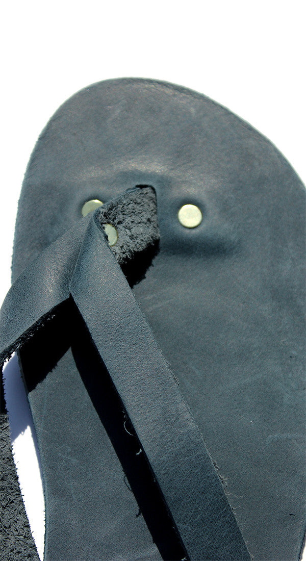 Navy Leather Flip Flops